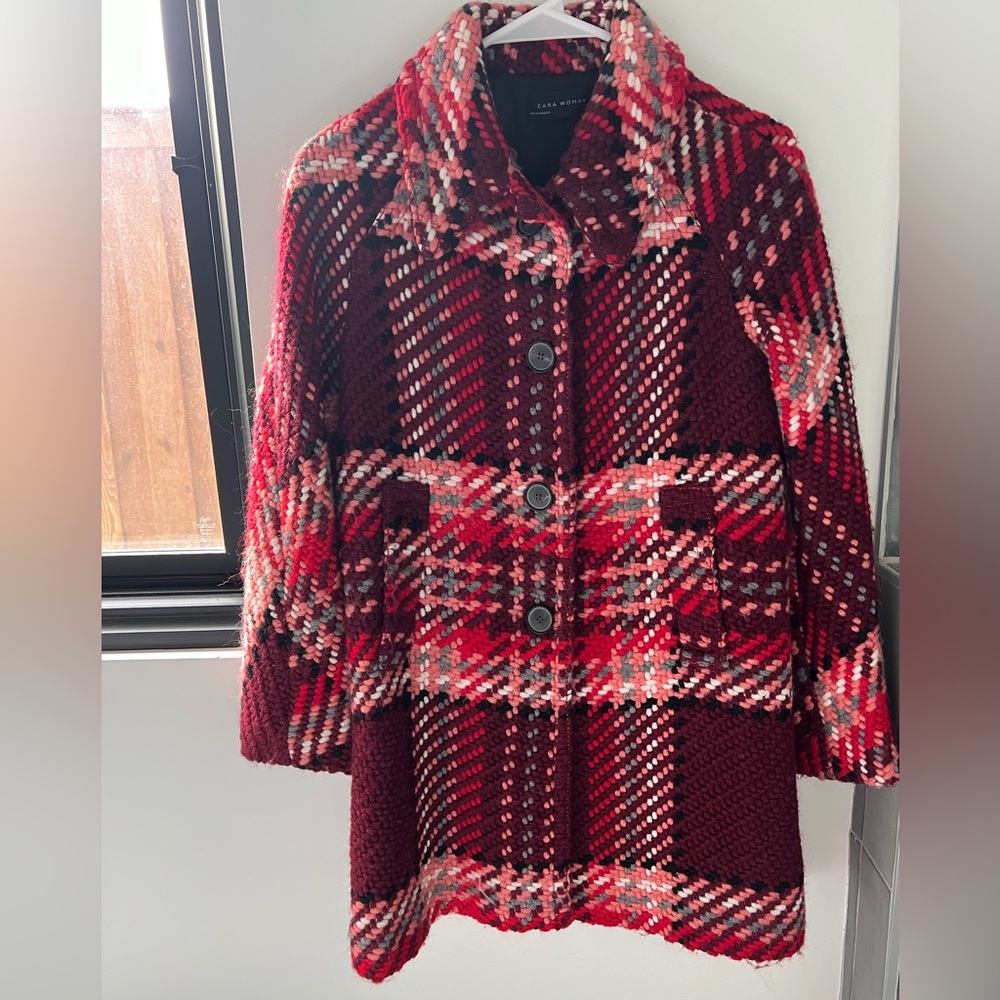 Zara tweed plaid coat
